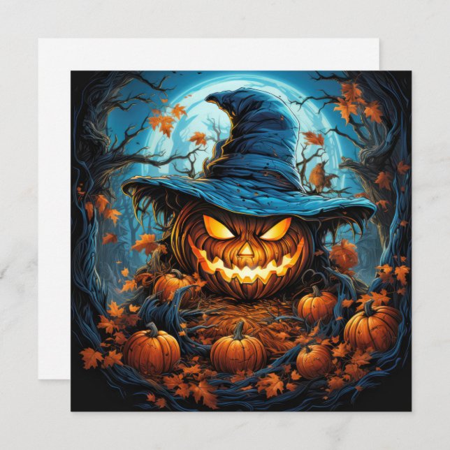 Spooky Pumpkin Happy Halloween Art Card (Front/Back)