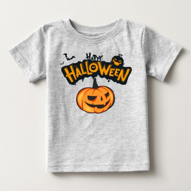 Spooky Pumpkin Happy Halloween  Baby T-Shirt (Front)
