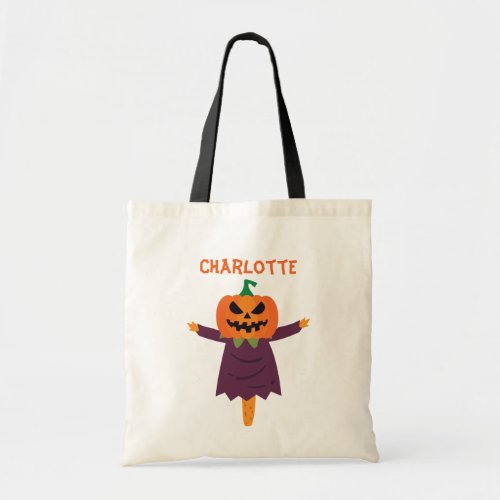 Spooky Pumpkin Head Scarecrow Halloween Candy Tote Bag