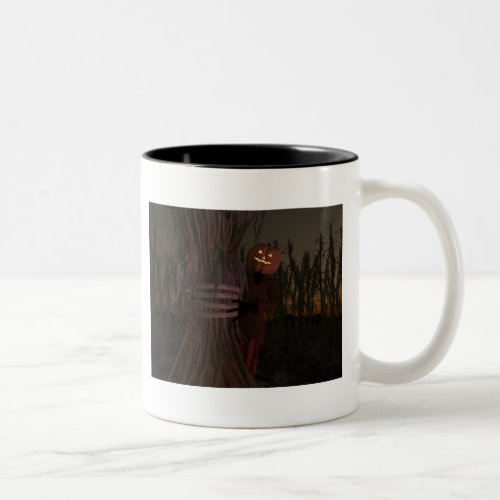 Spooky Pumpkin Head Scarecrow Two_Tone Coffee Mug