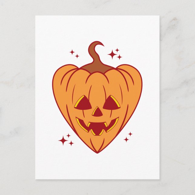 Spooky Pumpkin Heart Halloween Postcard (Front)
