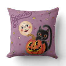 Spooky Pumpkin Kitten Moon - Light Purple