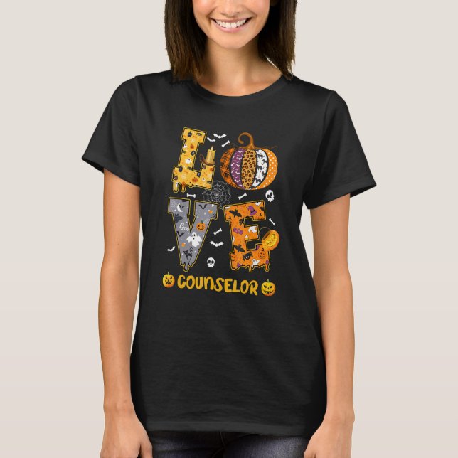 Spooky Pumpkin Love Halloween Counselor Teacher St T-Shirt (Front)