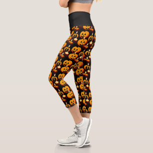 Spooky Pumpkin Magic: Halloween Theme Capri Leggings
