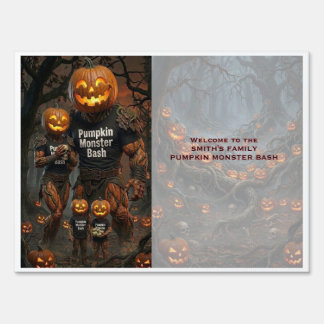 Spooky Pumpkin Monster Bash Family Halloween Yard Sign