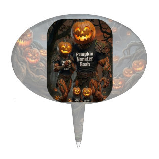 Spooky Pumpkin Monster Halloween Party Cake Topper
