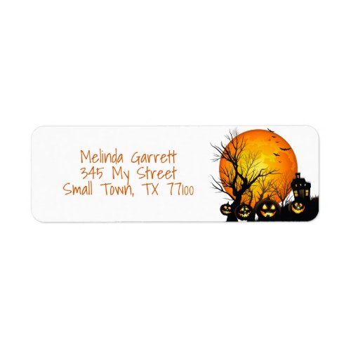 Spooky Pumpkin Moon Halloween Custom Address Label