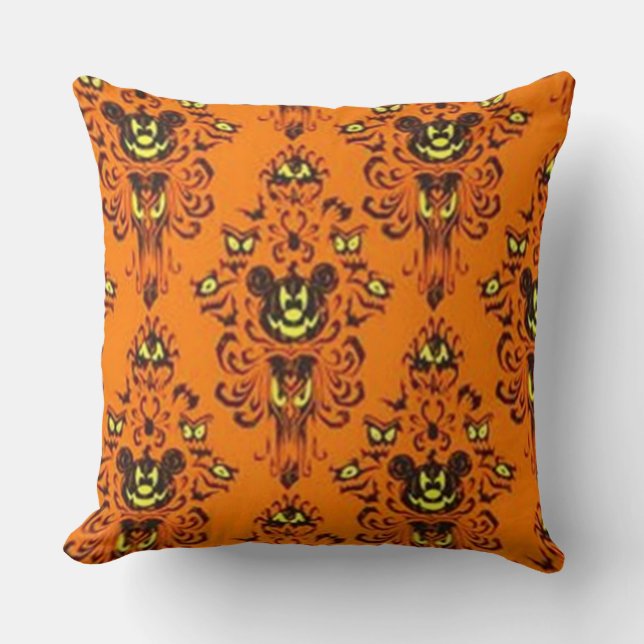 Spooky Pumpkin Mouse Throw Pillow (Front)