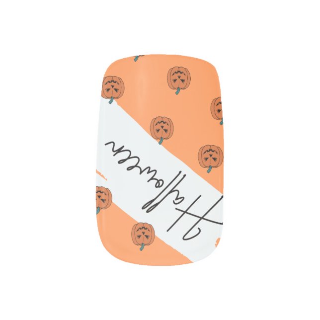 Spooky Pumpkin Nail art (Left Thumb)