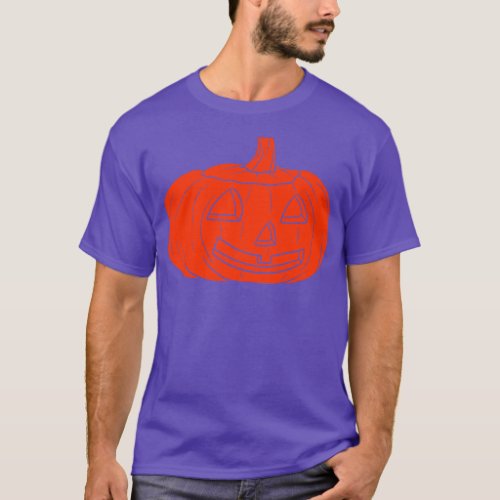 Spooky Pumpkin Orange Silhouette Design T_Shirt