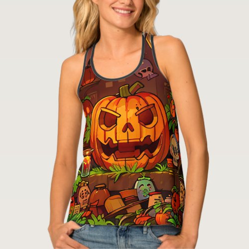 Spooky Pumpkin Parade Halloween Theme Tank Top