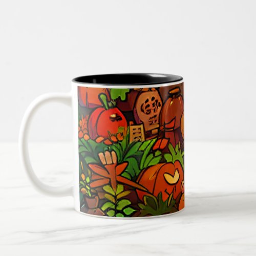 Spooky Pumpkin Parade Halloween Theme Two_Tone Coffee Mug