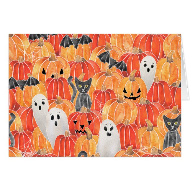 Spooky Pumpkin Patch Notecards Cards (Front Horizontal)