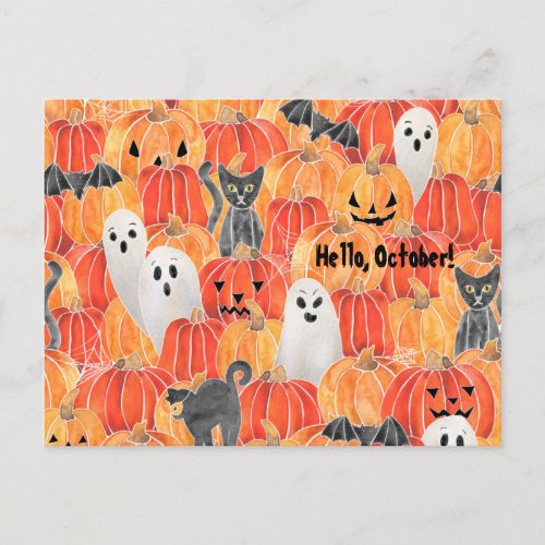 Spooky Pumpkin Patch Postcard