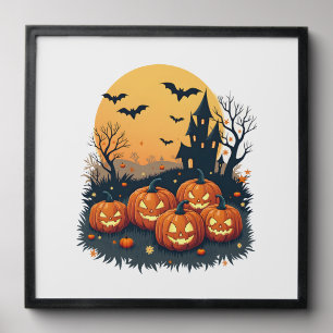 Spooky Pumpkin Patch � Retro Halloween Tee Peel And Stick Photo Tile