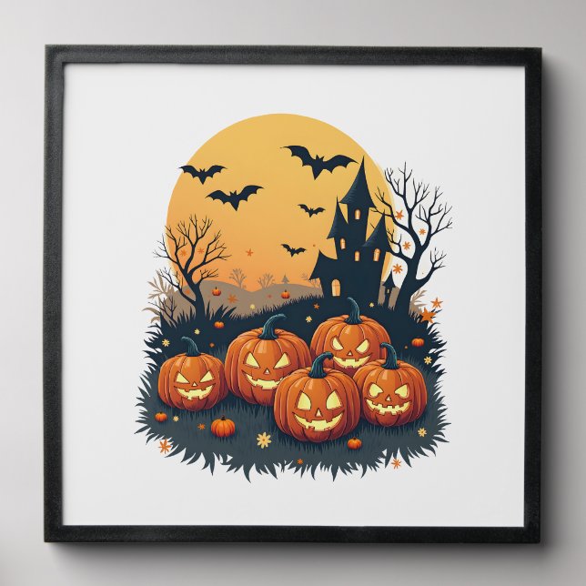 Spooky Pumpkin Patch � Retro Halloween Tee Peel And Stick Photo Tile (Front Set)