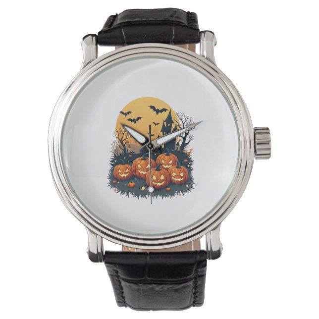 Spooky Pumpkin Patch � Retro Halloween Tee Watch (Front)
