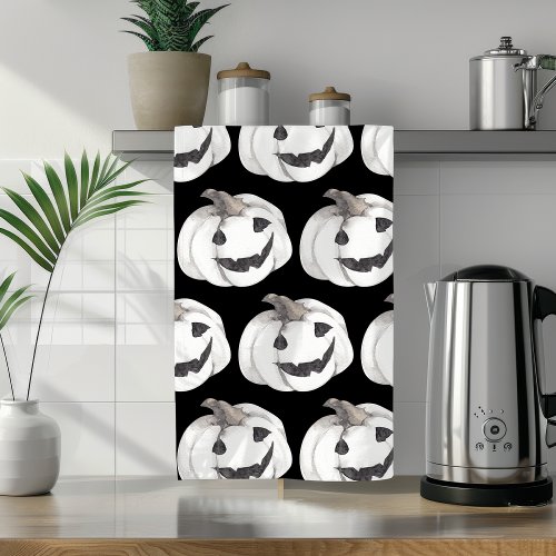 Spooky Pumpkin Pattern  Happy Halloween Kitchen Towel