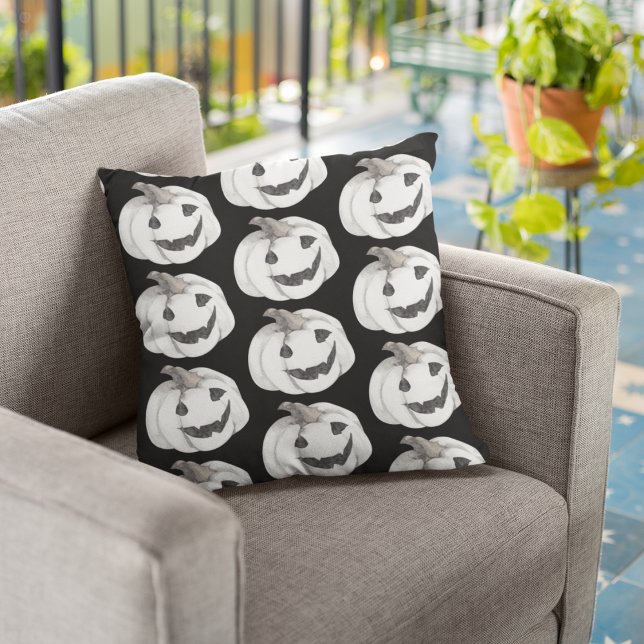 Spooky Pumpkin Pattern | Happy Halloween Outdoor Pillow (Creator Uploaded)