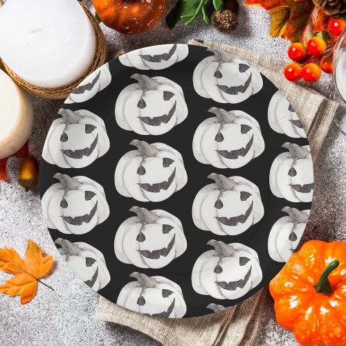 Spooky Pumpkin Pattern  Happy Halloween Paper Plates
