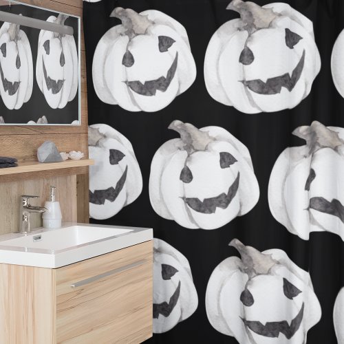 Spooky Pumpkin Pattern  Happy Halloween Shower Curtain