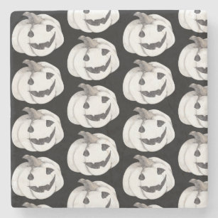 Spooky Pumpkin Pattern   Happy Halloween Stone Coaster