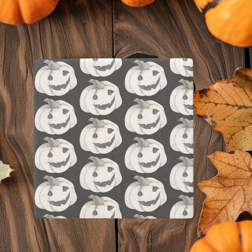 Spooky Pumpkin Pattern  Happy Halloween Stone Coaster