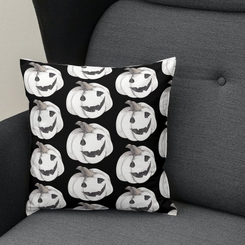 Spooky Pumpkin Pattern  Happy Halloween Throw Pillow