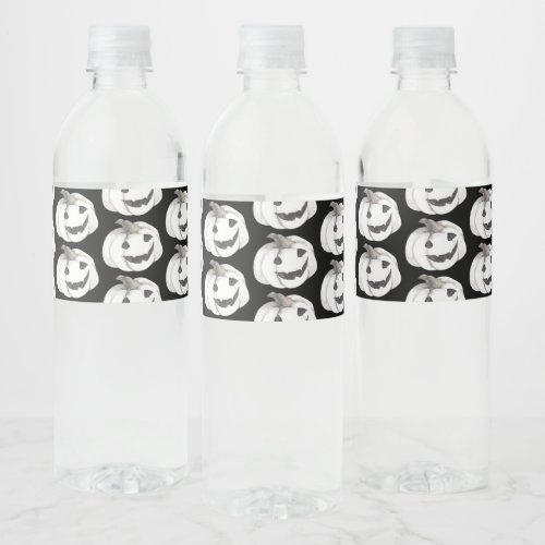 Spooky Pumpkin Pattern  Happy Halloween Water Bottle Label