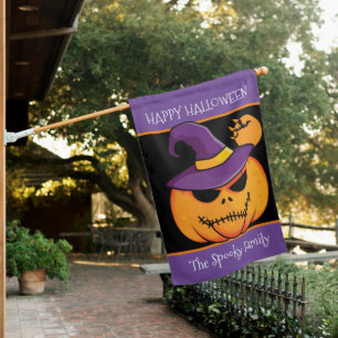 Spooky Pumpkin, Personalized Halloween  House Flag