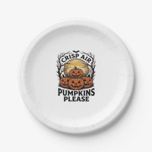 Spooky Pumpkin Shirt Vintage Engraving Fall Hallow Paper Plates