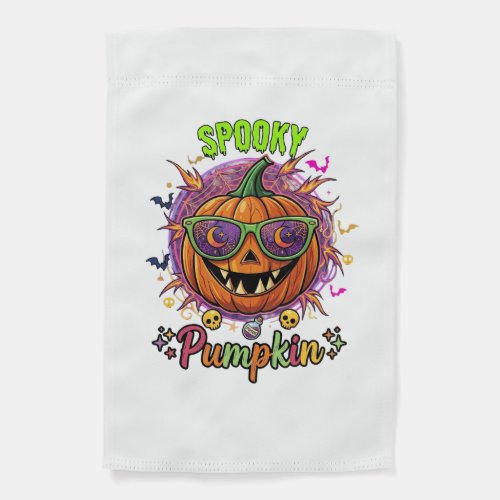 Spooky Pumpkin Sunglasses Moon Cobwebs Skulls Garden Flag