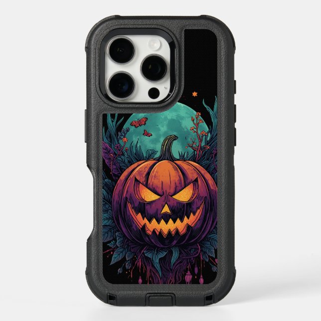 Spooky Pumpkin Under Full Moon Otterbox iPhone Case (Back)