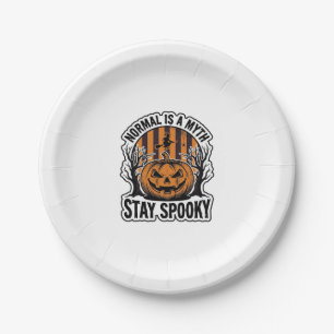 Spooky Pumpkin Witch Vintage Engraving Halloween S Paper Plates