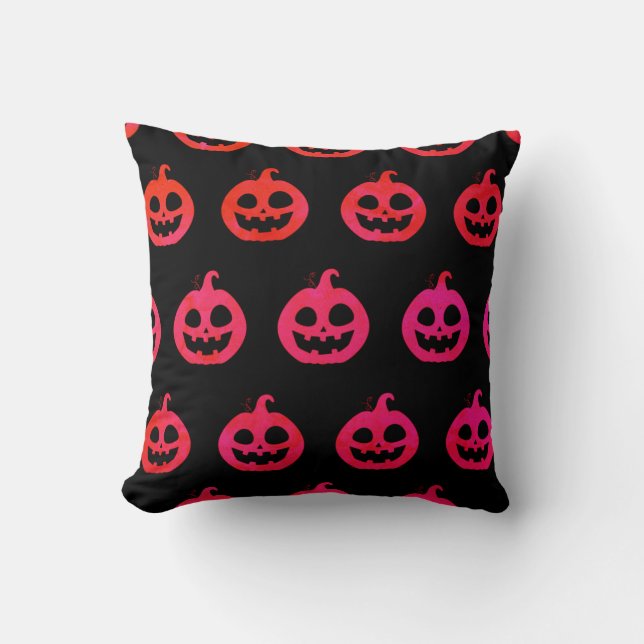 Spooky Pumpkin with Black background  Throw Pillow (Front)