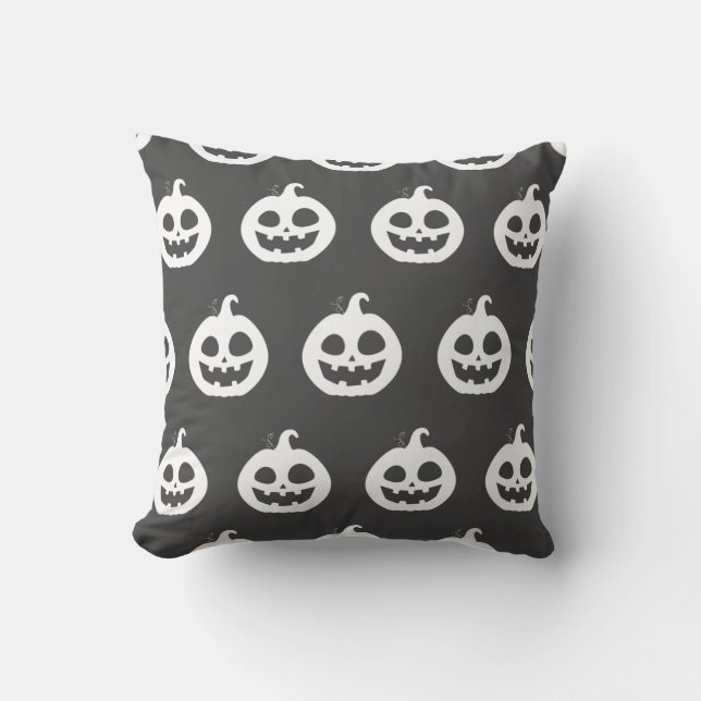 Spooky Pumpkin with Grey background  Throw Pillow (Front)
