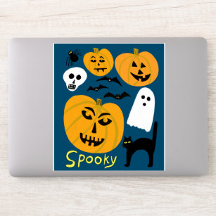 Spooky Pumpkins Charming Halloween Ghosts Bats Sticker