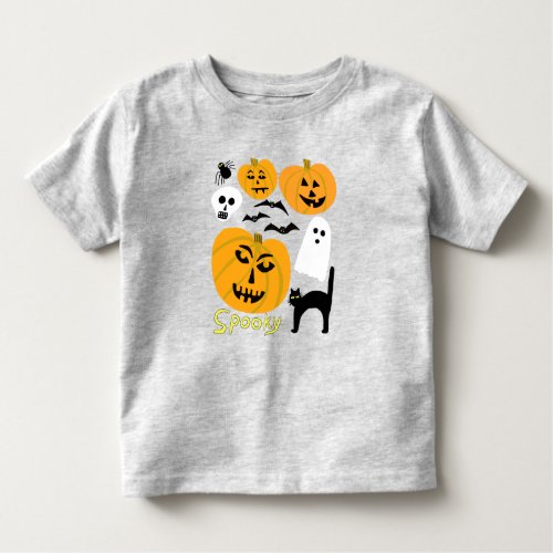 Spooky Pumpkins Charming Halloween Ghosts Bats Toddler T_shirt