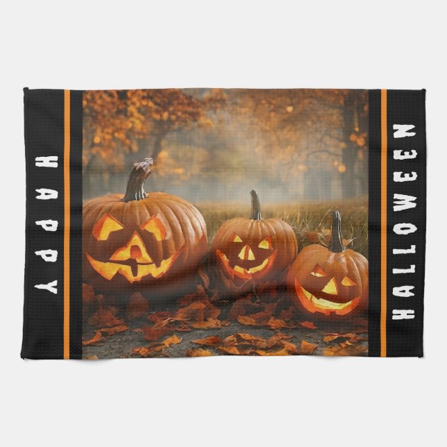 Spooky Pumpkins Family Collection Kitchen Towel (Horizontal)