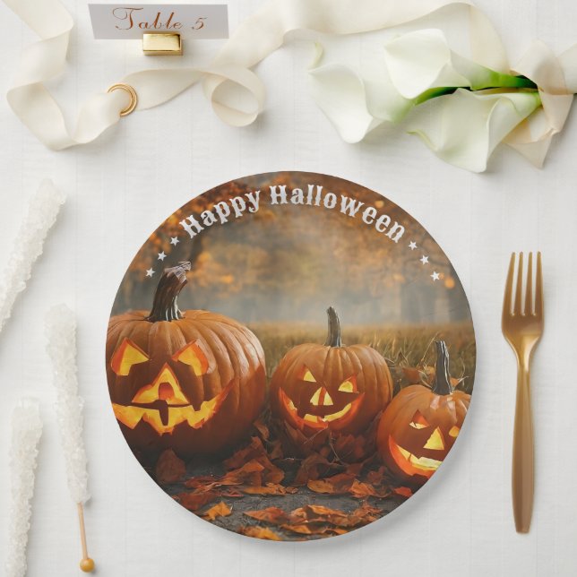 Spooky Pumpkins Family Collection Paper Plates (Wedding)
