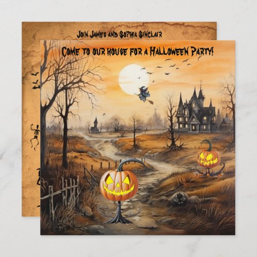Spooky Pumpkins Halloween Party Invitation