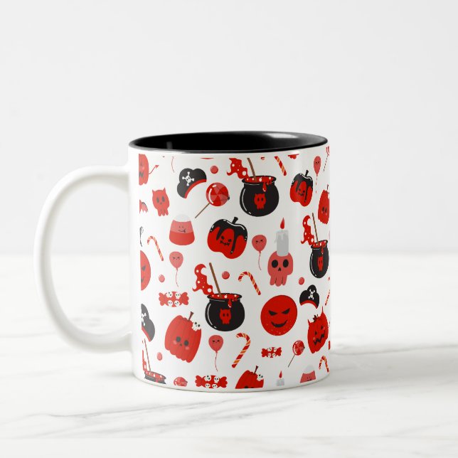 Spooky pumpkins Halloween  Two-Tone Coffee Mug (Left)