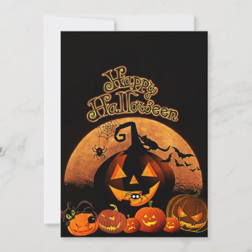 Spooky Pumpkins  Happy Halloween Holiday Card