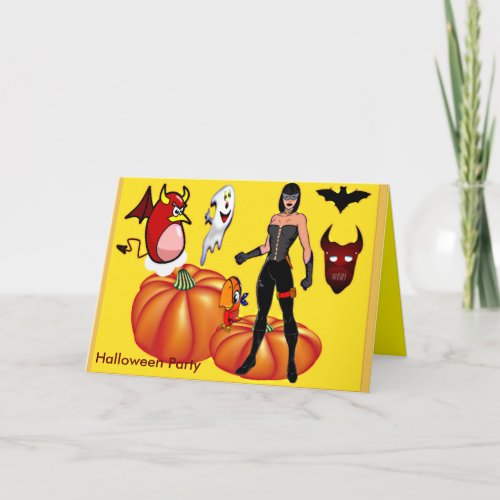 Spooky Pumpkins Witch Ghosts Ghouls Invitation