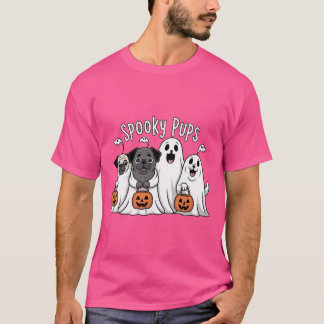 Spooky pups cute pugs in ghost costumes halloween T-Shirt