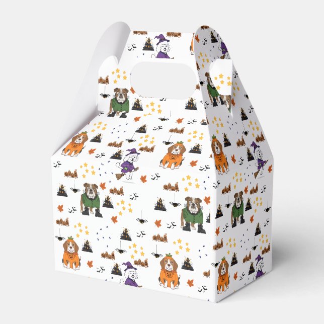 Spooky Pups Halloween Pattern Favor Boxes (Front Side)