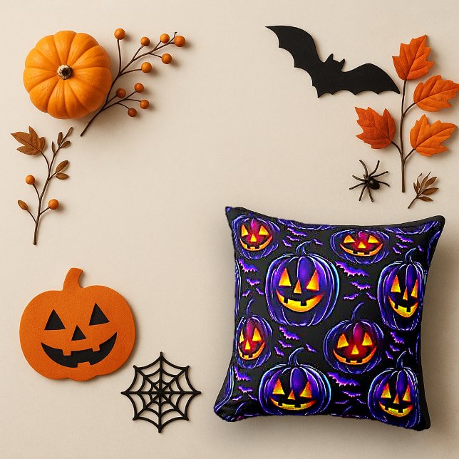 Spooky Purple Gothic Pumpkin Throw Pillow (Creator Uploaded)