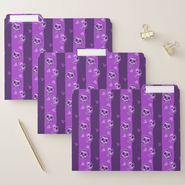 Spooky Purple Skull and Ghost for Halloween File Folder (Set)