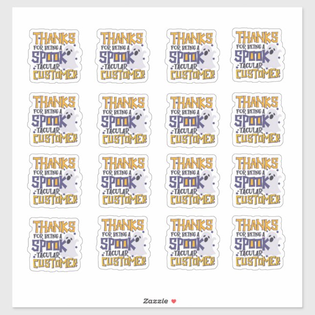 Spooky Purple Thanks Halloween Small Business Sticker (Sheet)