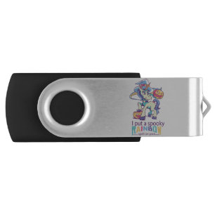 Spooky Rainbow Spell Halloween Unicorn Witch Flash Drive
